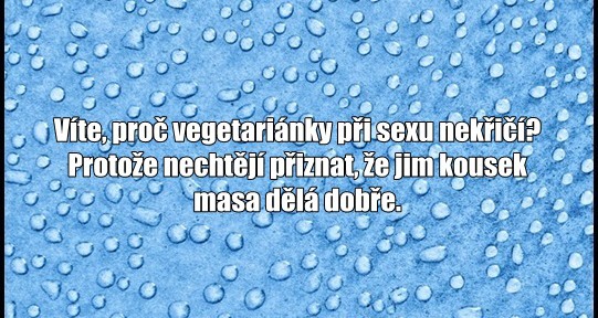 Víte, proč vegetariánky při sexu nekřičí?